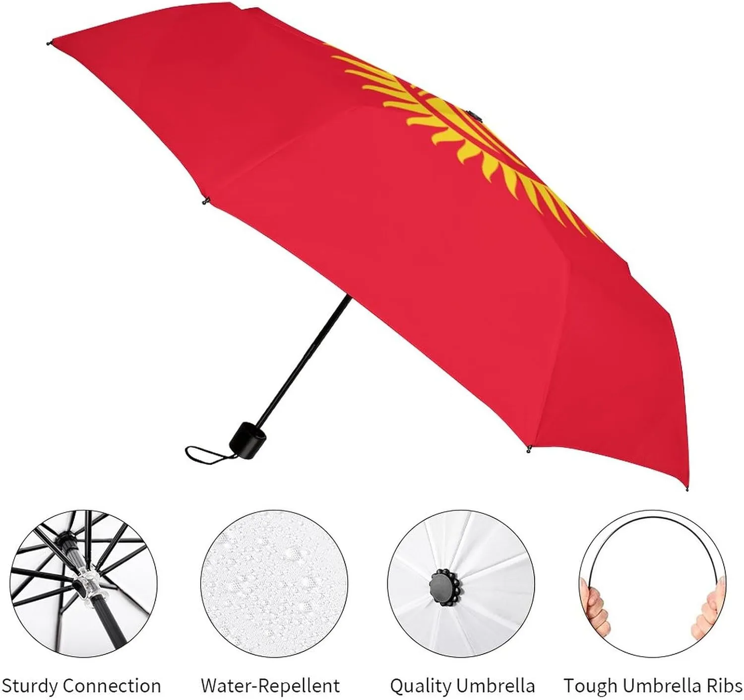 Haiti Flag Portable Automatic Switch Folding Umbrella Manual Sunshade Anti-UV Travel Umbrella Rainproof And Windproof Suitable for Men And Women