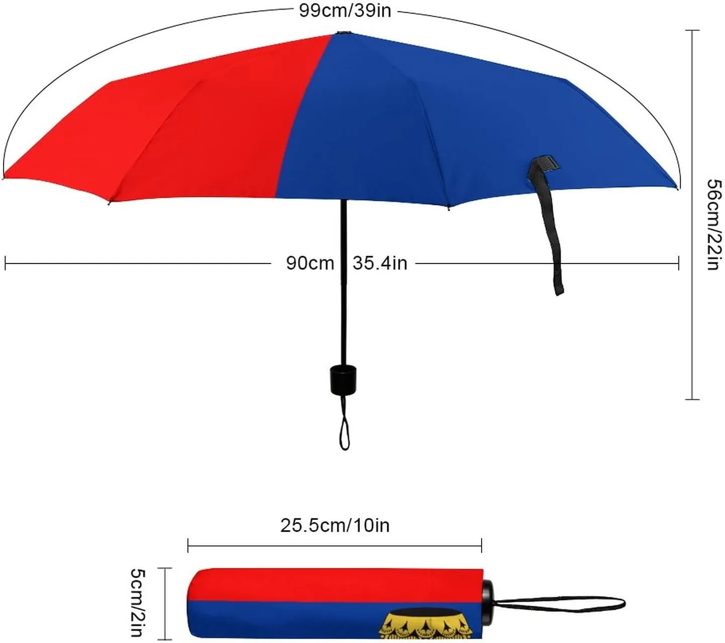 Haiti Flag Portable Automatic Switch Folding Umbrella Manual Sunshade Anti-UV Travel Umbrella Rainproof And Windproof Suitable for Men And Women