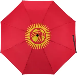 Haiti Flag Portable Automatic Switch Folding Umbrella Manual Sunshade Anti-UV Travel Umbrella Rainproof And Windproof Suitable for Men And Women