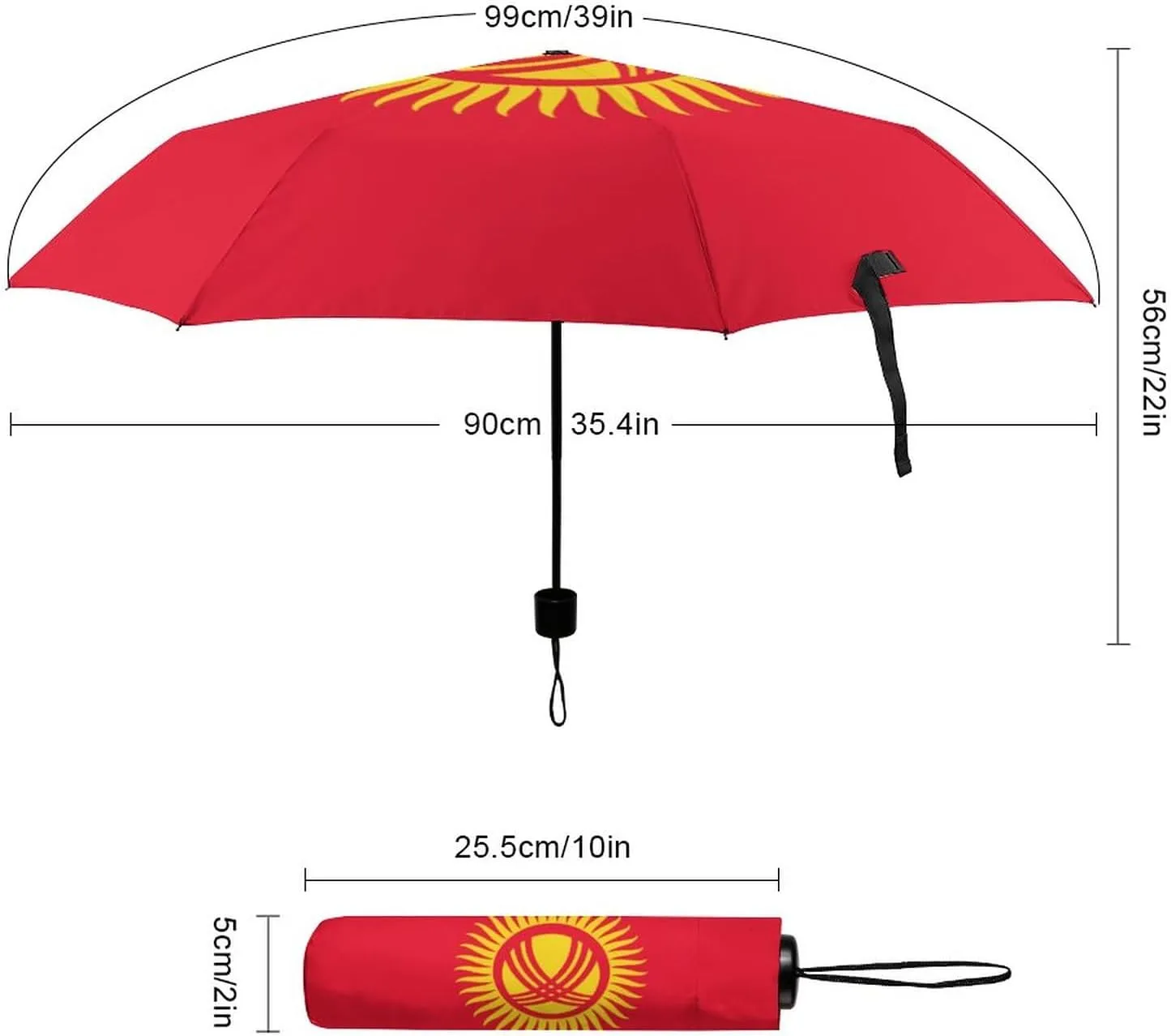 Haiti Flag Portable Automatic Switch Folding Umbrella Manual Sunshade Anti-UV Travel Umbrella Rainproof And Windproof Suitable for Men And Women