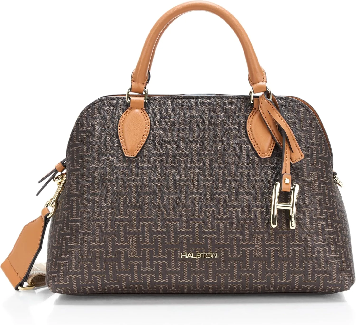 Halston Quincy Embossed Pebble Top Zip Satchel