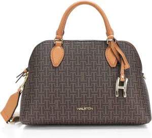 Halston Quincy Embossed Pebble Top Zip Satchel