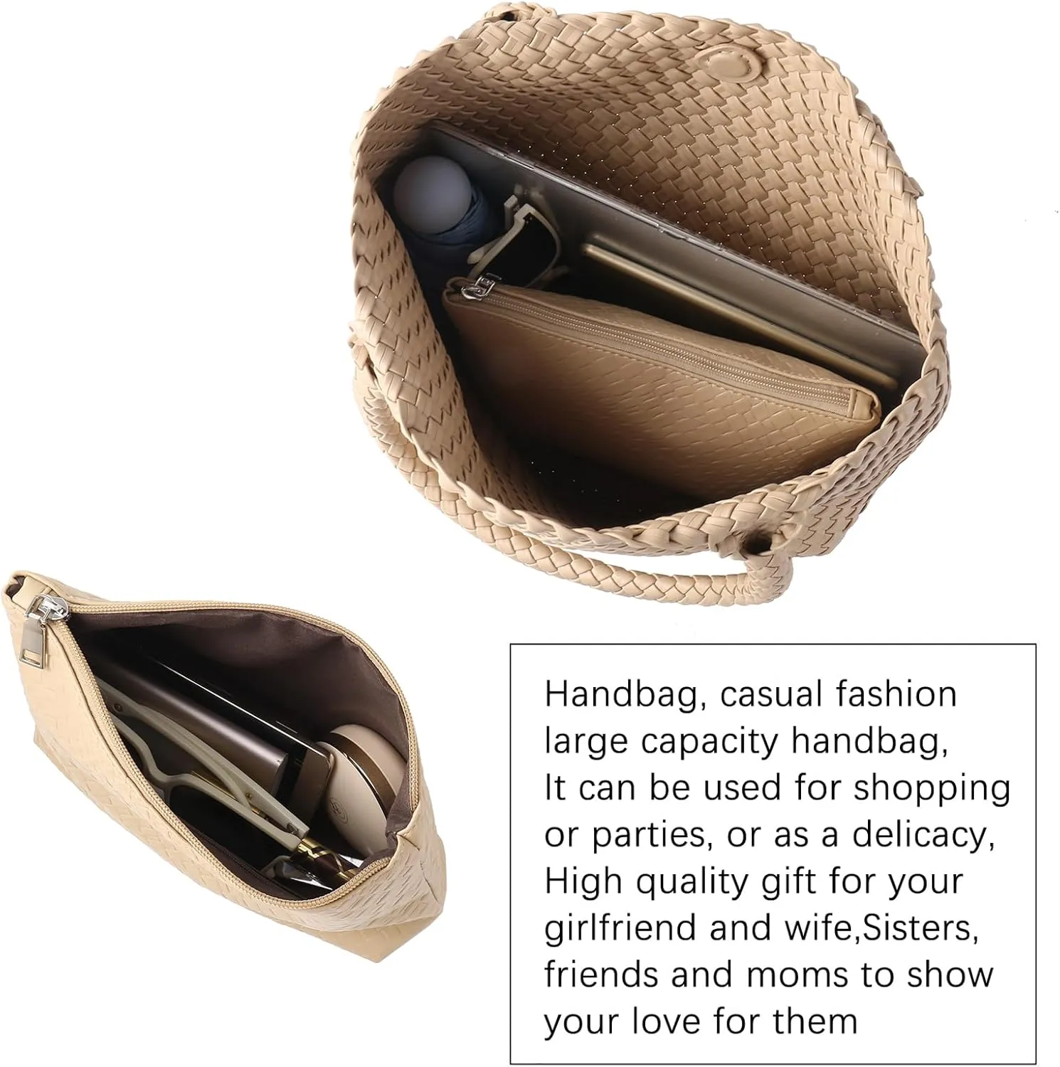 Hand Woven Bag Tote BagS For Women Top Handle Shoulder Vegan Leather Large Travel Beach Hobo Handbag
