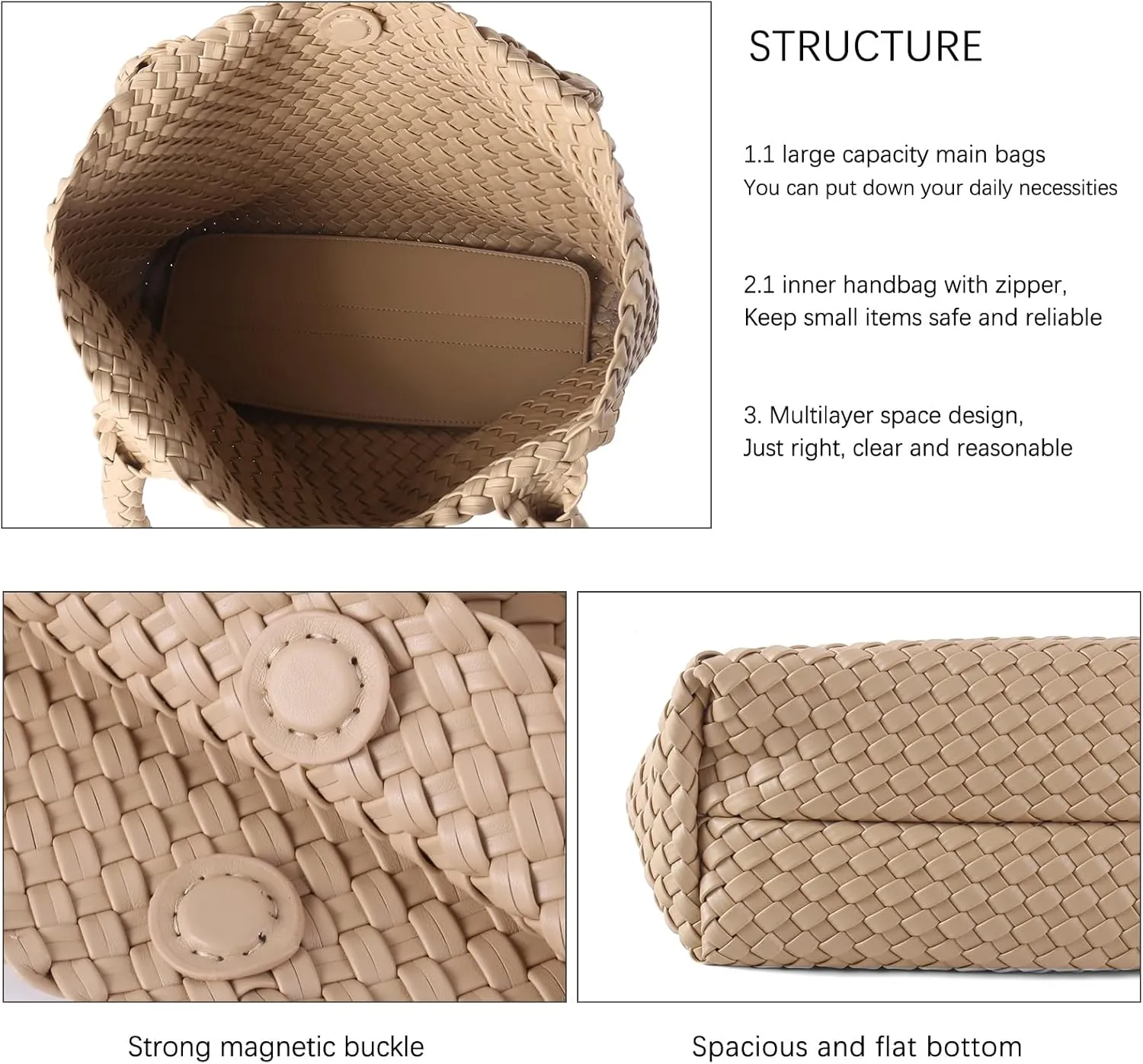 Hand Woven Bag Tote BagS For Women Top Handle Shoulder Vegan Leather Large Travel Beach Hobo Handbag