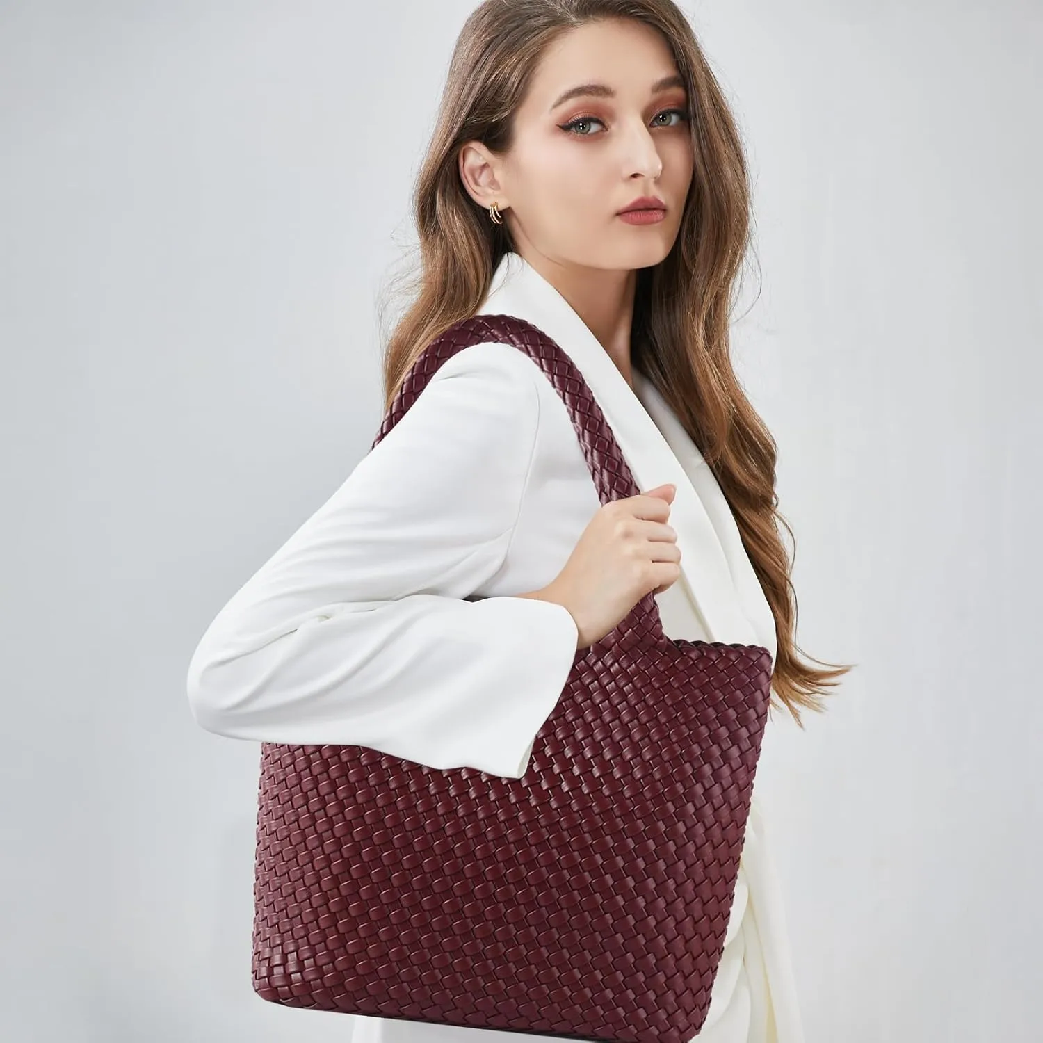 Hand Woven Bag Tote BagS For Women Top Handle Shoulder Vegan Leather Large Travel Beach Hobo Handbag
