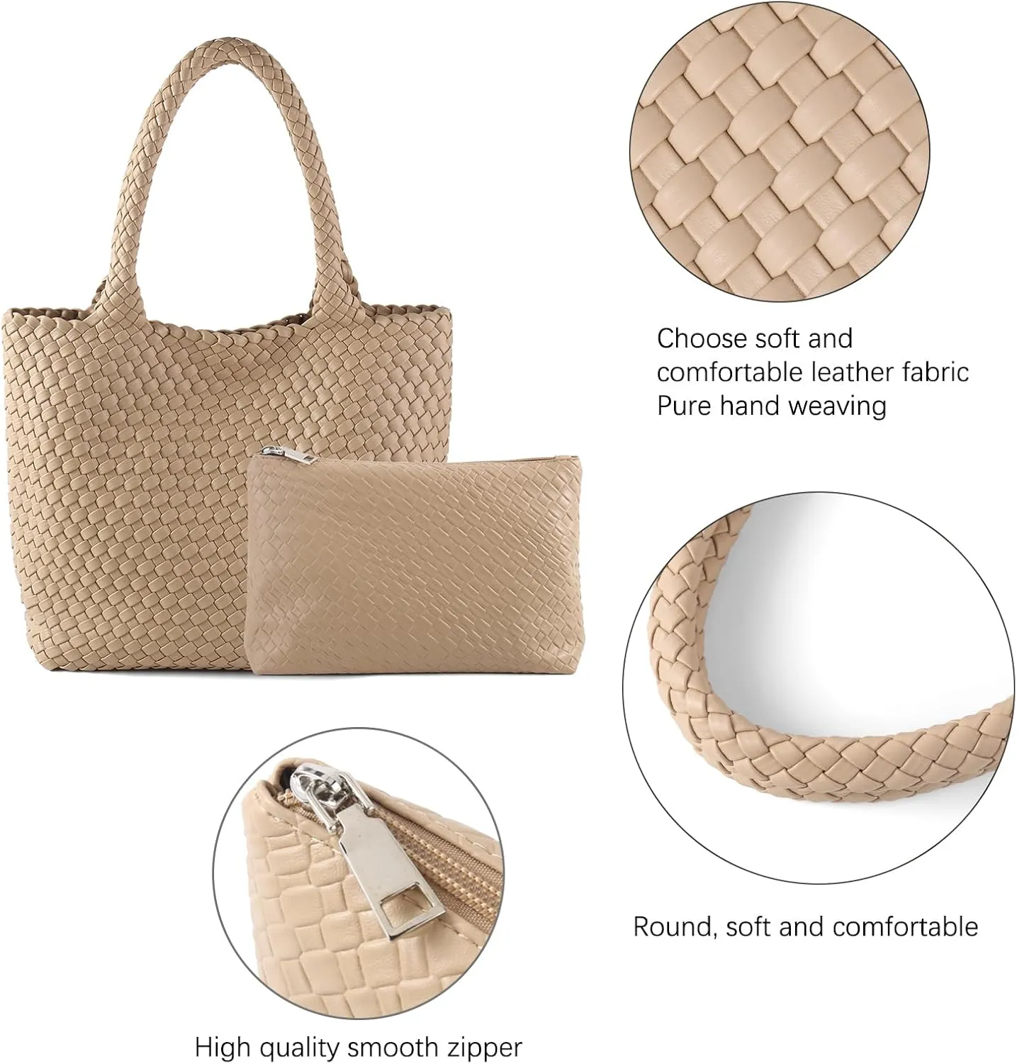 Hand Woven Bag Tote BagS For Women Top Handle Shoulder Vegan Leather Large Travel Beach Hobo Handbag