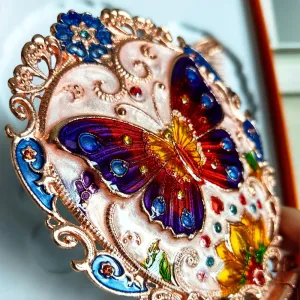 Handheld Mirror Set, Vintage Makeup Mirror and Comb Antique Princess Castle Vanity Mirror Cosmetic Decorative Embossed Hair Brush Gift for Women Girls (Flower)