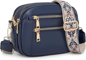 Handmade Colorful Straps Crossbody Leather Bags & Purse, Waterproof Multi-pocket Crossbody Bag for Women