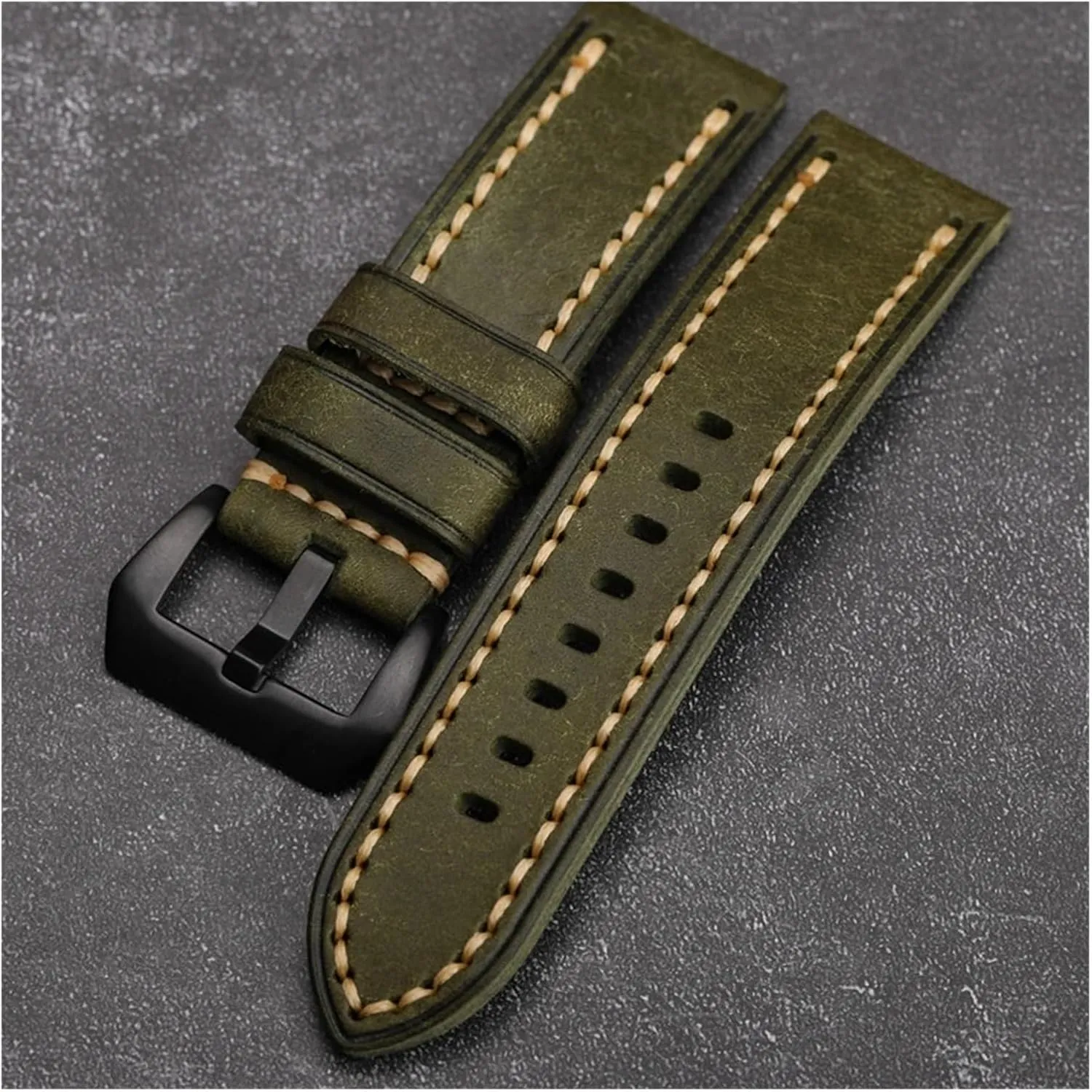 Handmade First Layer Cowhide Watchband 20 22 24MM High-End Cowhide Bracelet Matte Style Suitable For Men Military Watch Bracelet