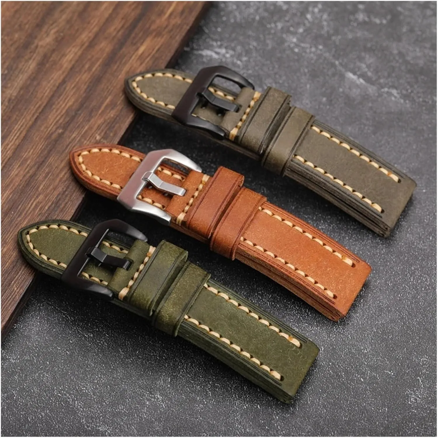 Handmade First Layer Cowhide Watchband 20 22 24MM High-End Cowhide Bracelet Matte Style Suitable For Men Military Watch Bracelet