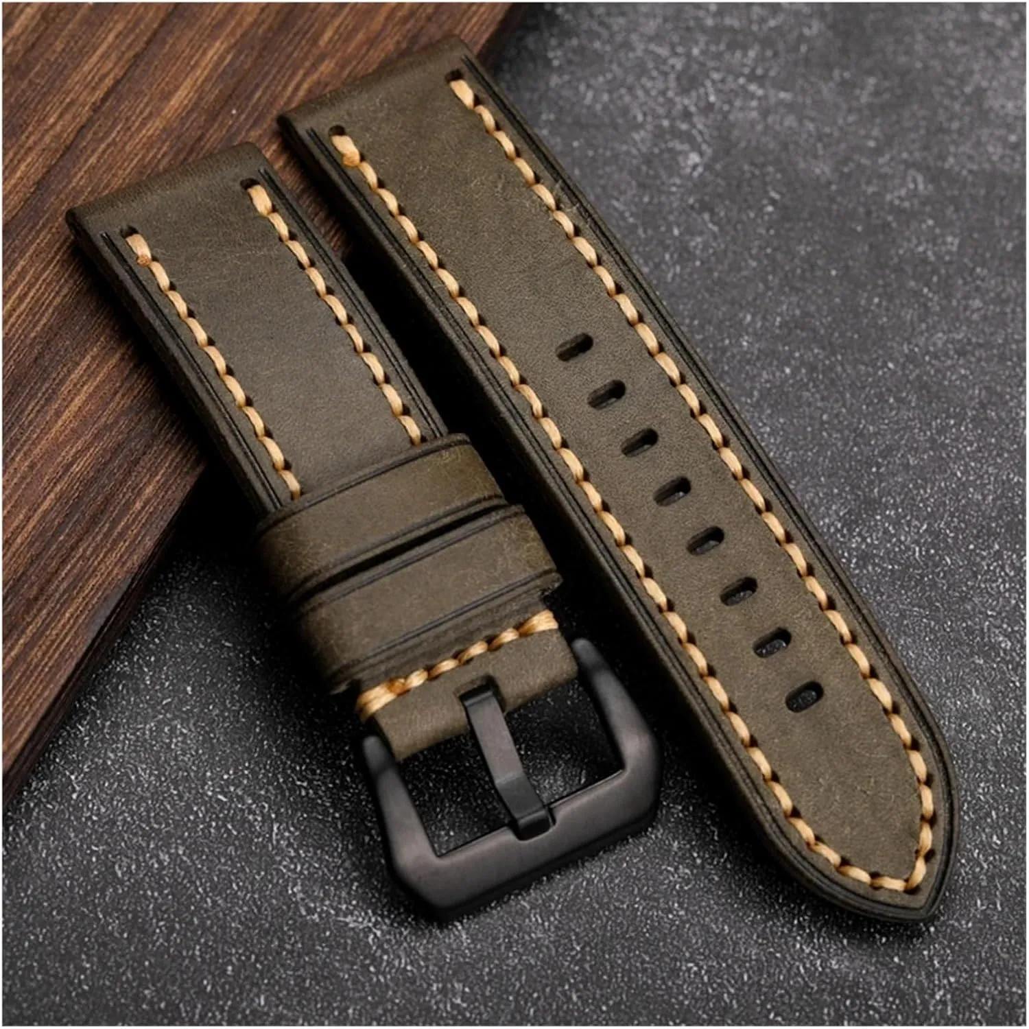 Handmade First Layer Cowhide Watchband 20 22 24MM High-End Cowhide Bracelet Matte Style Suitable For Men Military Watch Bracelet