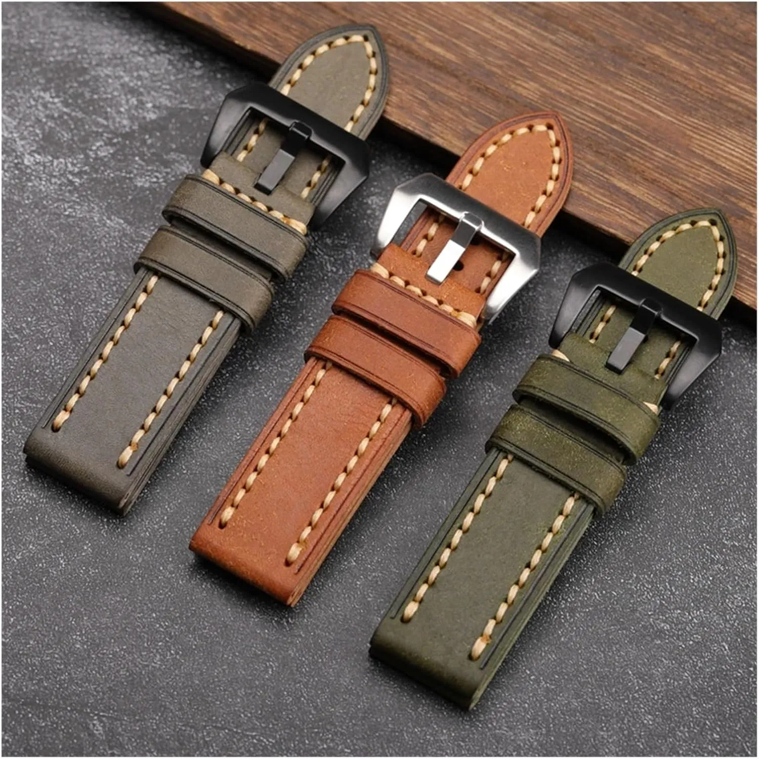 Handmade First Layer Cowhide Watchband 20 22 24MM High-End Cowhide Bracelet Matte Style Suitable For Men Military Watch Bracelet