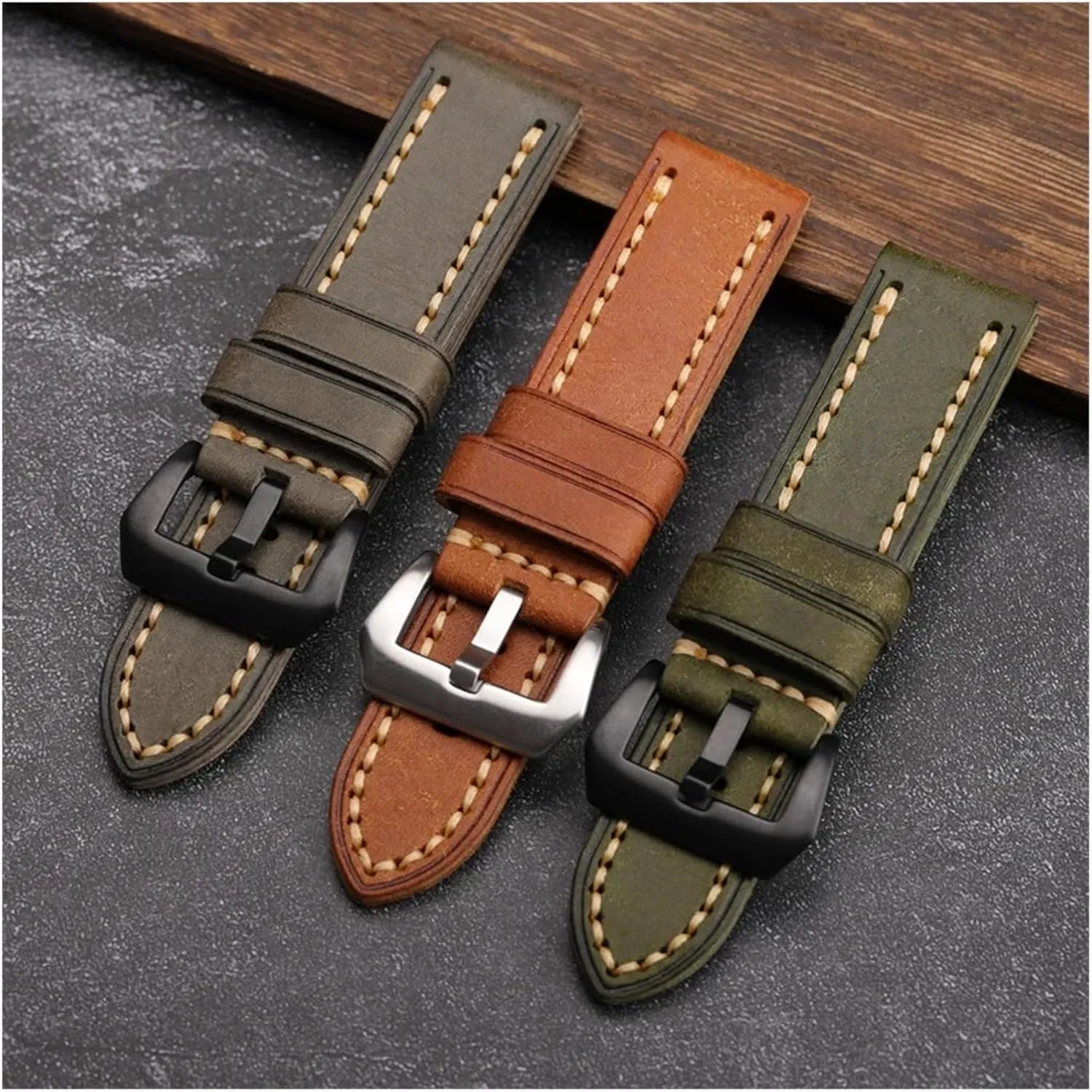 Handmade First Layer Cowhide Watchband 20 22 24MM High-End Cowhide Bracelet Matte Style Suitable For Men Military Watch Bracelet