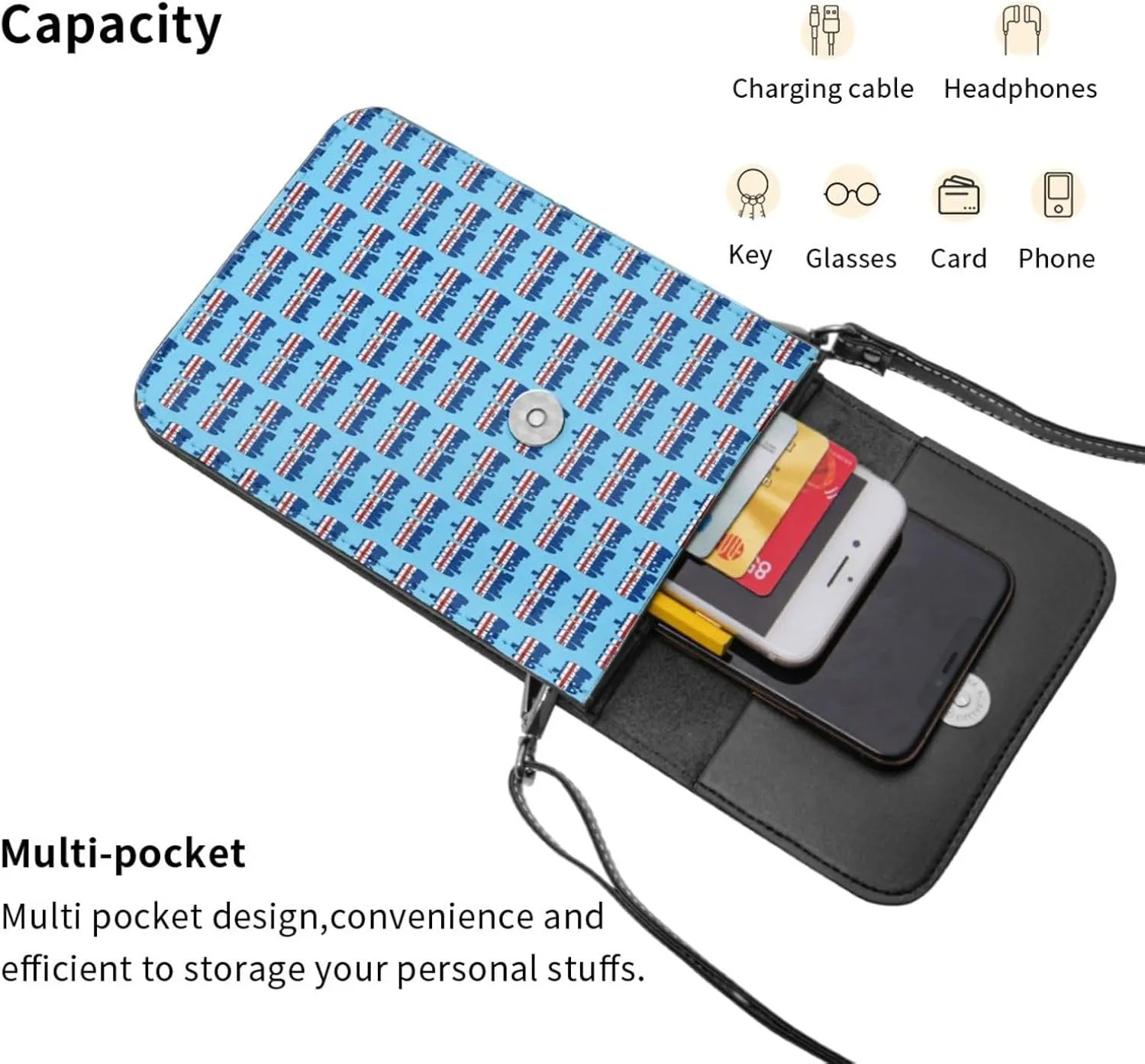 Happy Haitian Flag Day 1804 Leather Crossbody Phone Purse for Women Cute Wallet Bags Lightweight Mini Sling Bag