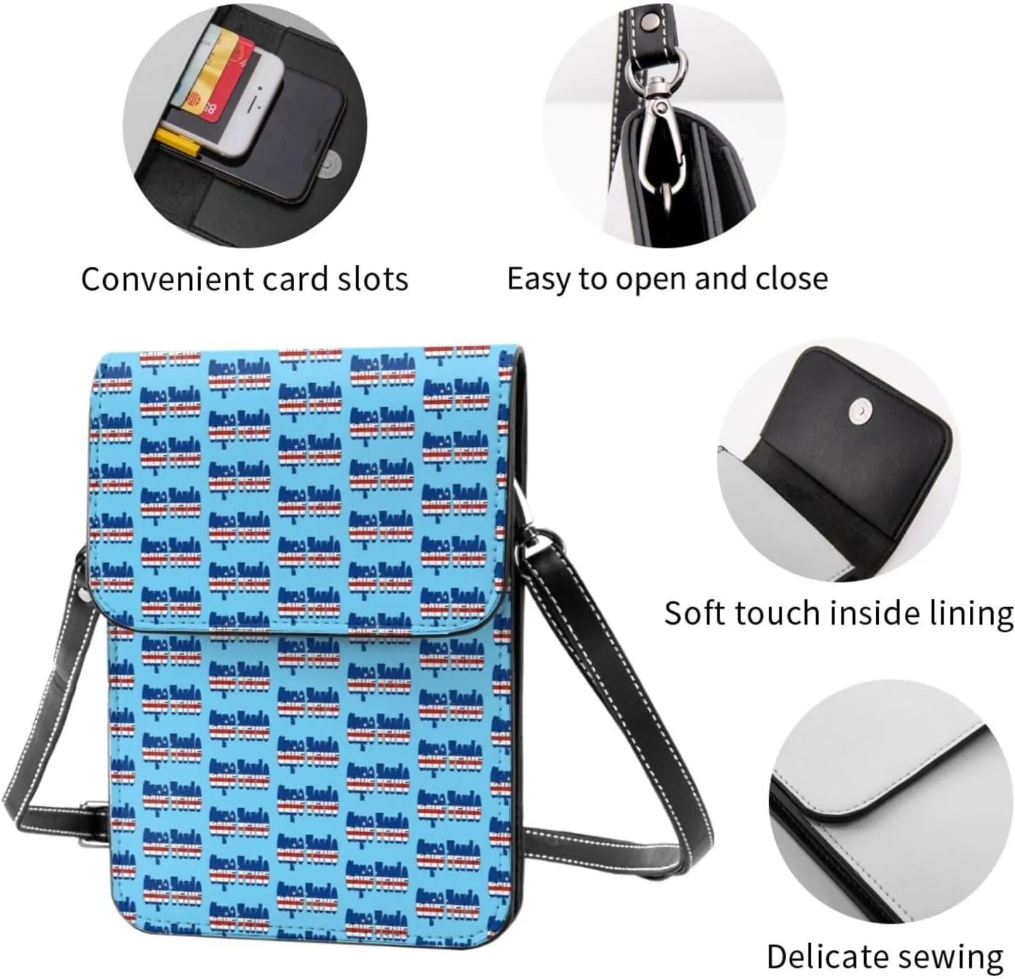 Happy Haitian Flag Day 1804 Leather Crossbody Phone Purse for Women Cute Wallet Bags Lightweight Mini Sling Bag