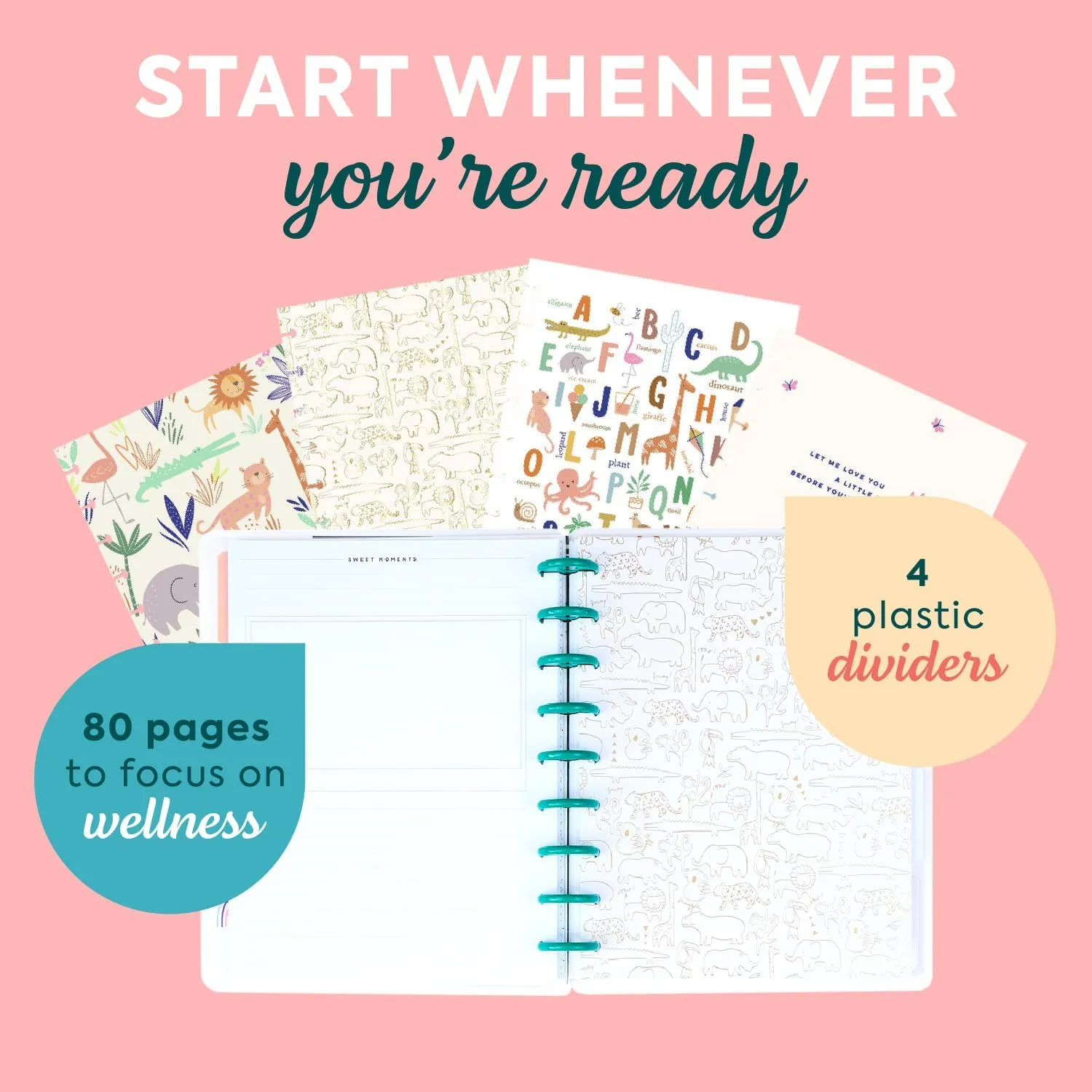 Happy Planner Hello Little One Guided Classic-Size Disc-Bound Baby Journal, 80 Pages