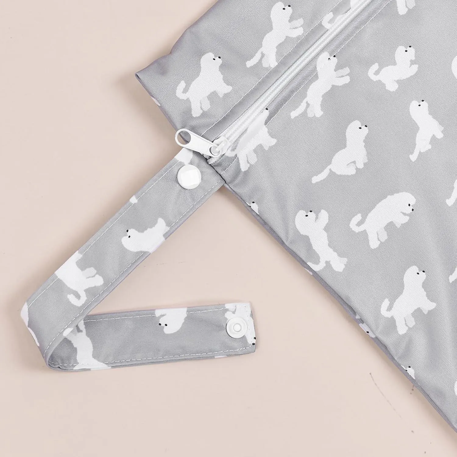 HappyFlute 2pcs Waterproof Bag Set - Cactus & Animal Pattern Wet/Dry Bag for Towels, Diapers, Swim & Beach Use, 10.2x14.4 inches (Dinosaur)