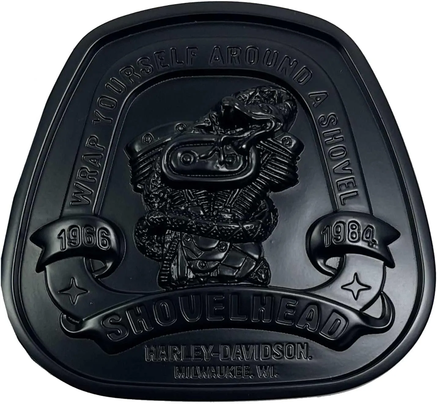 Harley-Davidson Men's Shovelhead Motorcycle Belt Buckle, Matte Black Finish