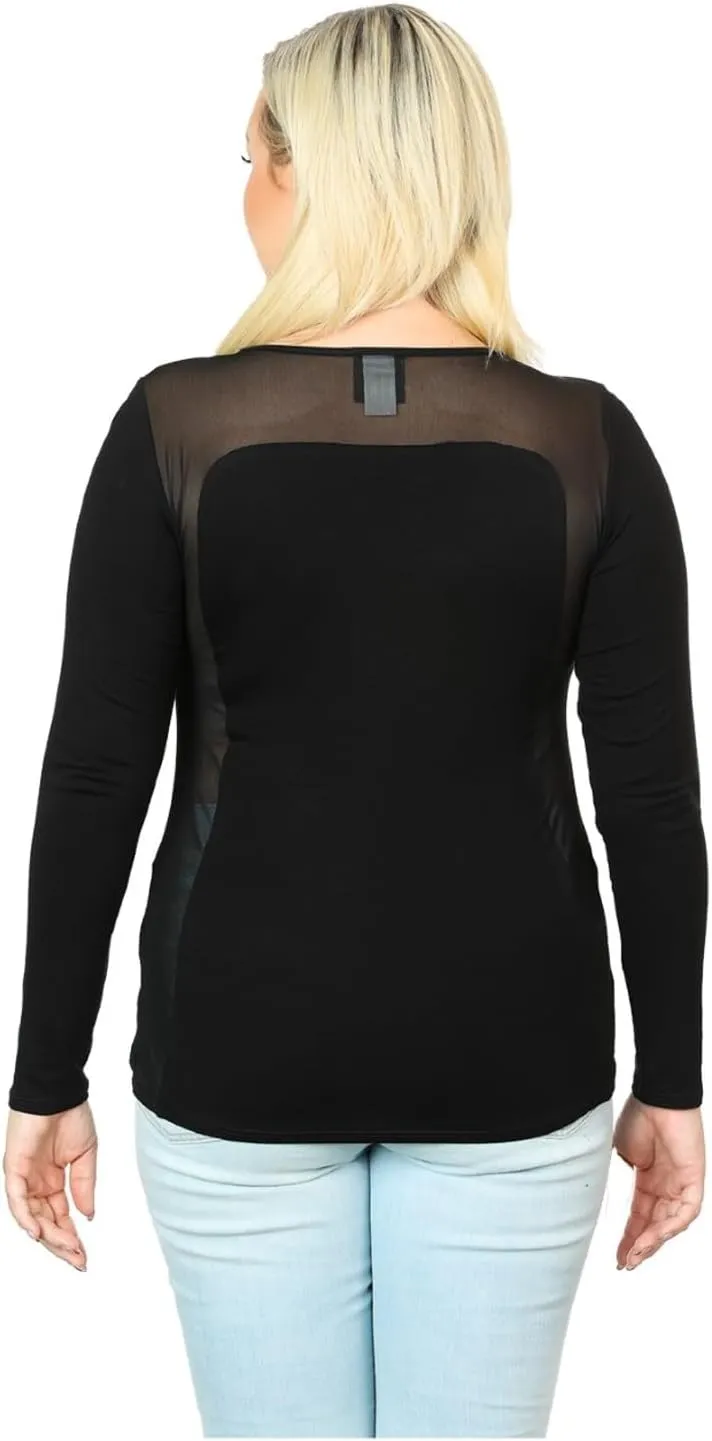 Harley-Davidson Women's Aggressive Logo Mesh Detail Long Sleeve T-Shirt, Black