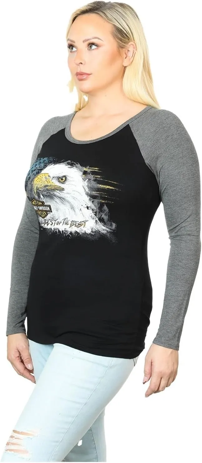 Harley-Davidson Women's Unleash The Beast Crew Neck Long Sleeve Tee Shirt, Blk