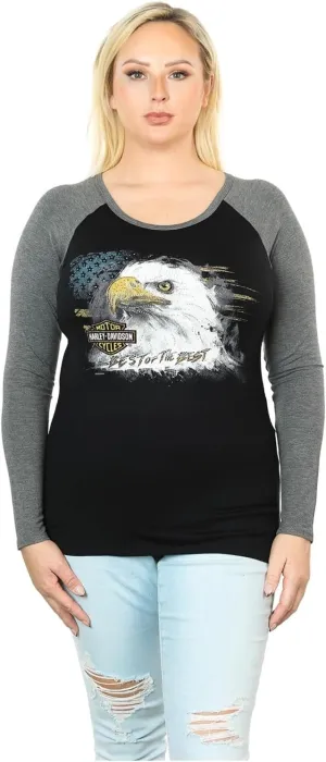 Harley-Davidson Women's Unleash The Beast Crew Neck Long Sleeve Tee Shirt, Blk