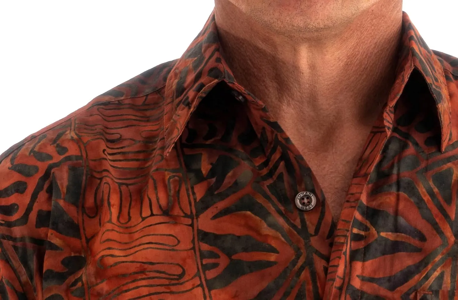 Hawaiian Short Sleeve Cotton Button-Down Batik Shirt for Men (Geometric Forest)