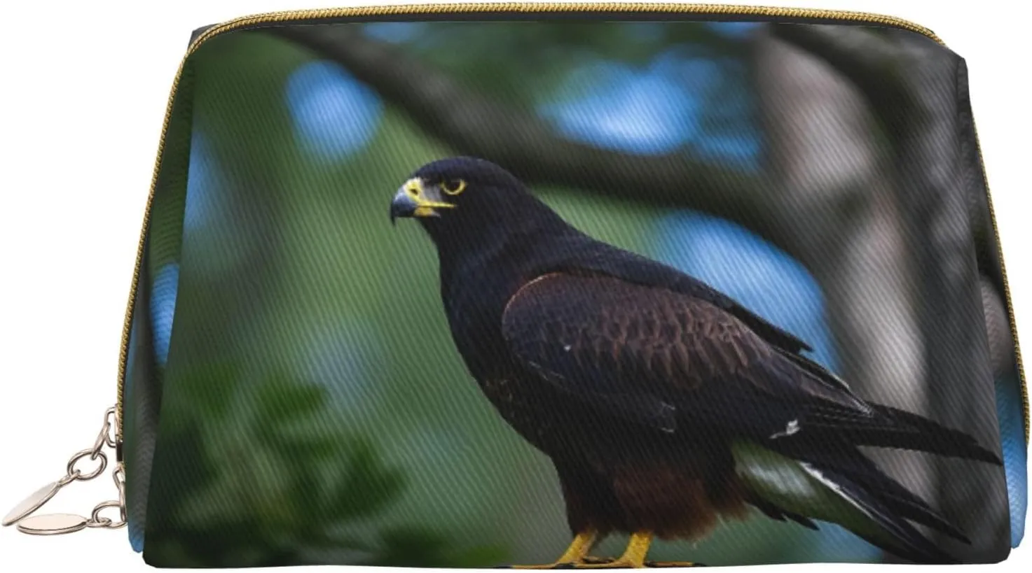 Hawks Among the Trees Print Cute Small Makeup Bag, Leather Cosmetic Bags for Purse Women Gifts Make Up Organizer Travelling