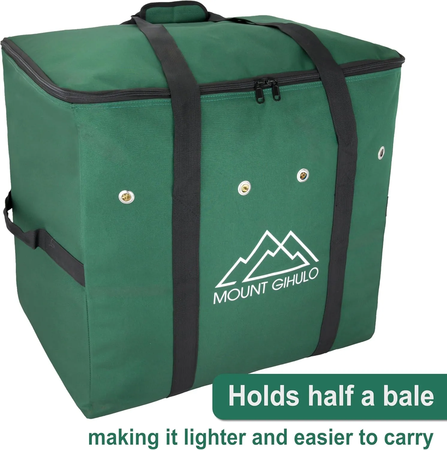 Hay Bag for Horses - 900D Polyester Horse Hay Bag, Hay Storage Bag - Carry Handles, PVC Waterproofing, 2-String Bale (Hunter Green, Small)