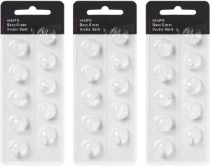 Hearing Aid Domes for Oticon Minifit Bass 6mm Double Vent (3 Packs), Universal Domes for Oticon Hearing Aid Supplies.