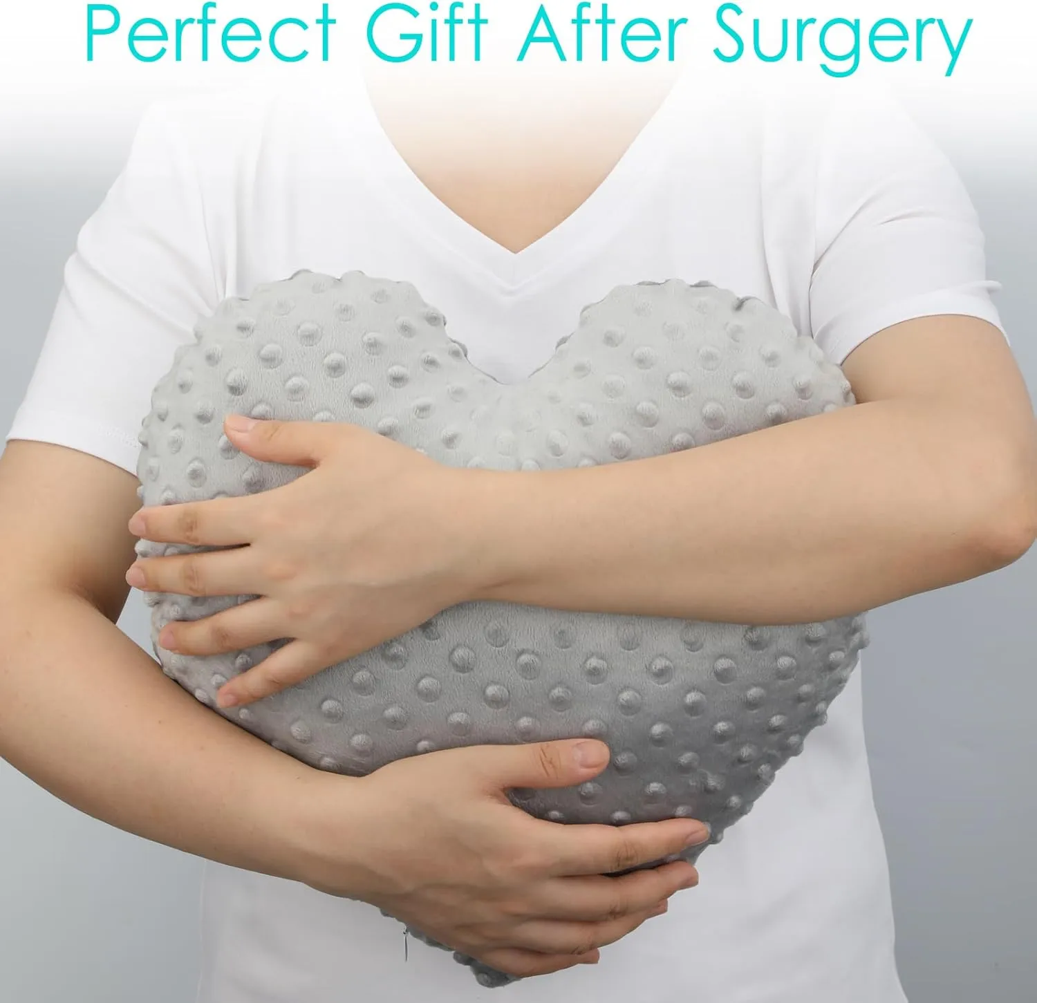 Heart Surgery Pillow for Open Heart Surgery After Bypass Coughing with Pocket Comfort Cushion Recovery Gifts Women Men Patients Minky Dot Light Gray