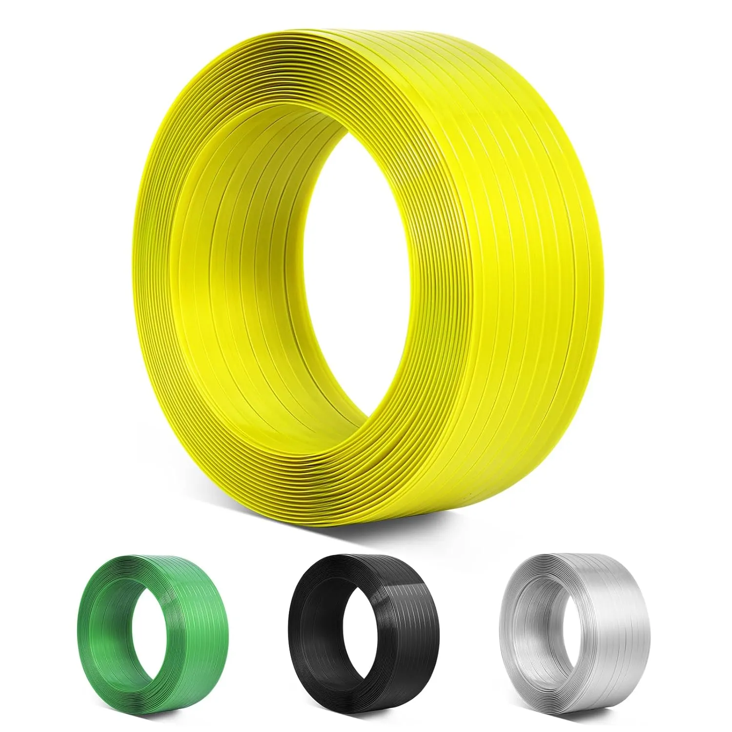 Heavy Duty Packaging Strapping Banding Roll - Polyester PET Industrial-Grade, 2000' x 5/8" x 0.035" Pallet Strap Coil - 1400 lbs Break Strength, Rust-Resistant (Yellow)