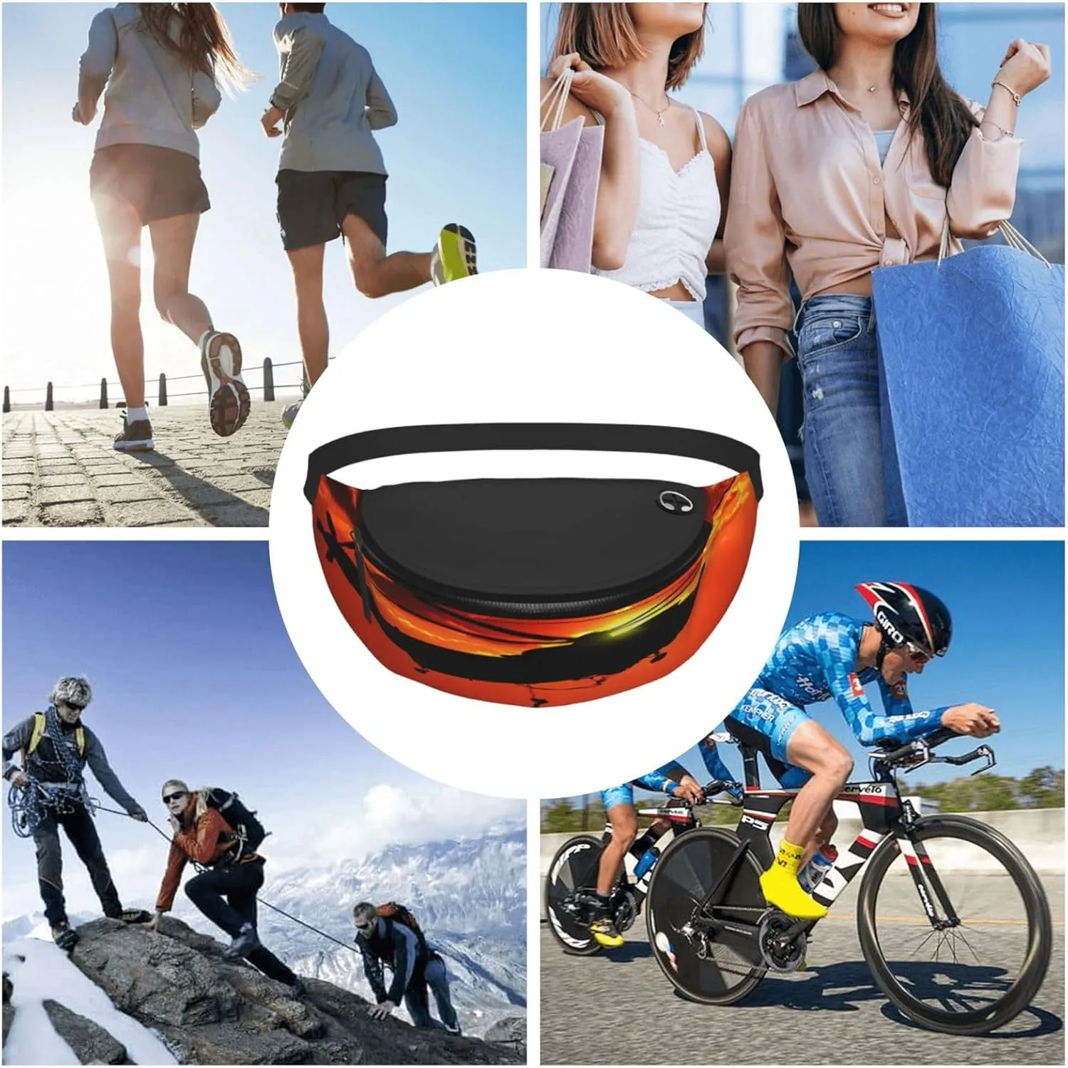 Helicopter Plane Sea Rescue Airplane Fanny Pack, Crossbody Waist Packs for Women Men Waist Bags with Adjustable Strap for Travel Running Hiking Sport