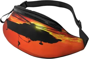 Helicopter Plane Sea Rescue Airplane Fanny Pack, Crossbody Waist Packs for Women Men Waist Bags with Adjustable Strap for Travel Running Hiking Sport