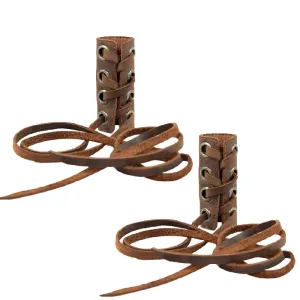 Hide & Drink, Set of 2 Hair Ties for Women, Ponytail/Braid Holder, Wraps, Deadlock Accessories for Ladies, Full Grain Leather, Handmade, Bourbon Brown