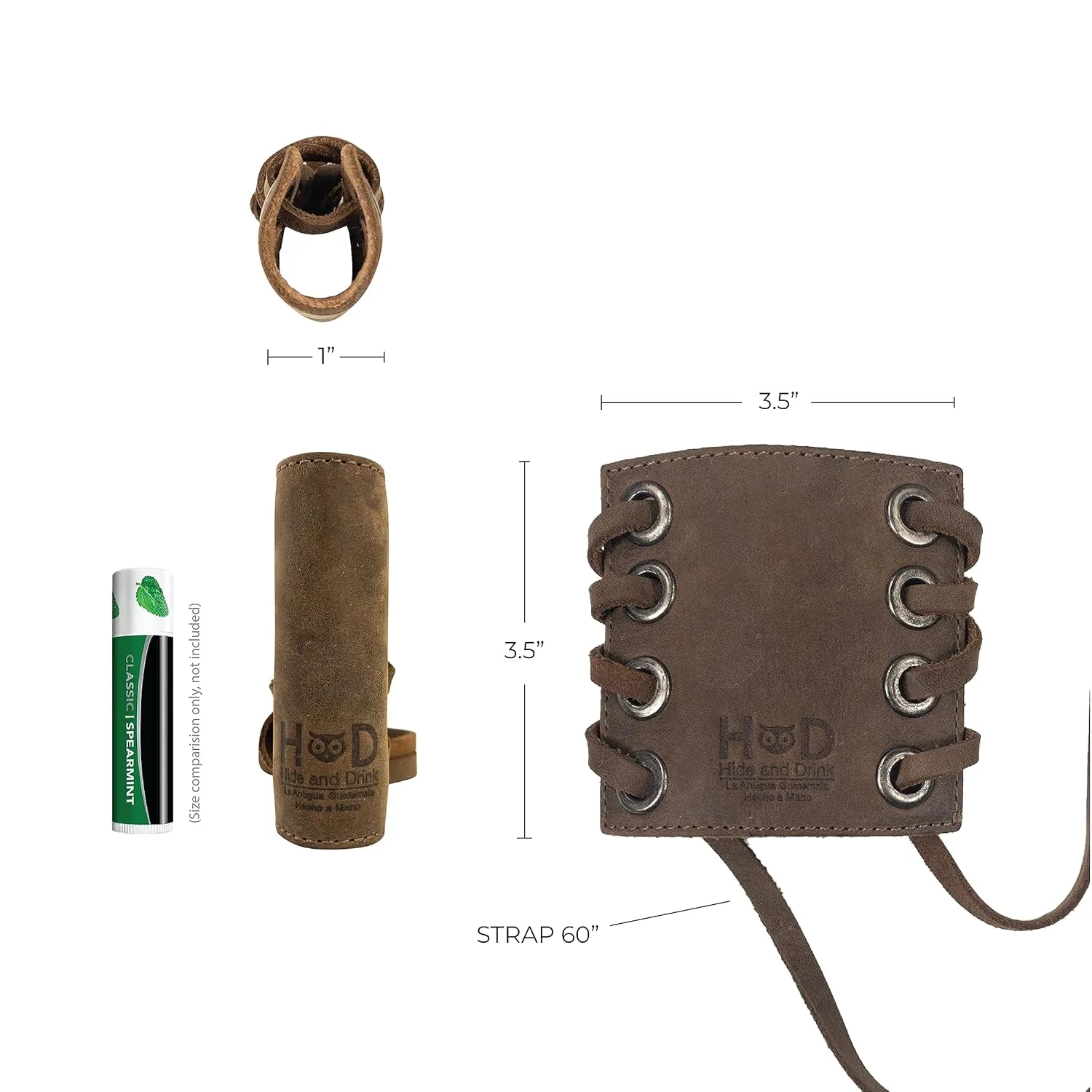 Hide & Drink, Set of 2 Hair Ties for Women, Ponytail/Braid Holder, Wraps, Deadlock Accessories for Ladies, Full Grain Leather, Handmade, Bourbon Brown