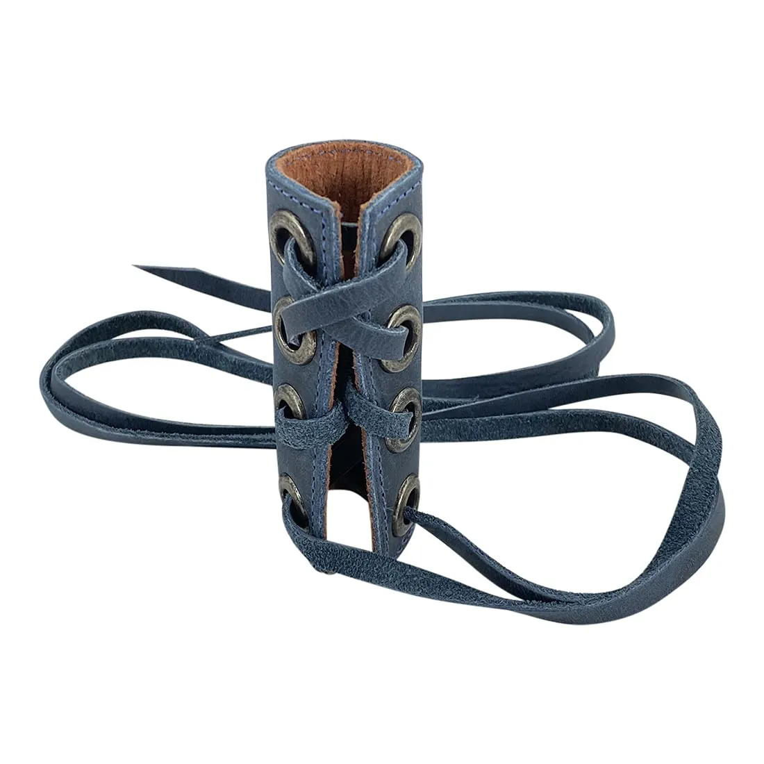 Hide & Drink, Set of 2 Hair Ties for Women, Ponytail/Braid Holder, Wraps, Deadlock Accessories for Ladies, Full Grain Leather, Handmade, Slate Blue