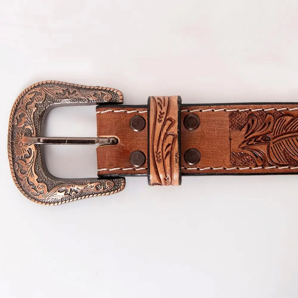 HILASON Western Genuine Leather Belt for Men Women Cowboy Cowgirl Handmade Unisex Full Grain Heavy Duty Tooled Beaded Belt