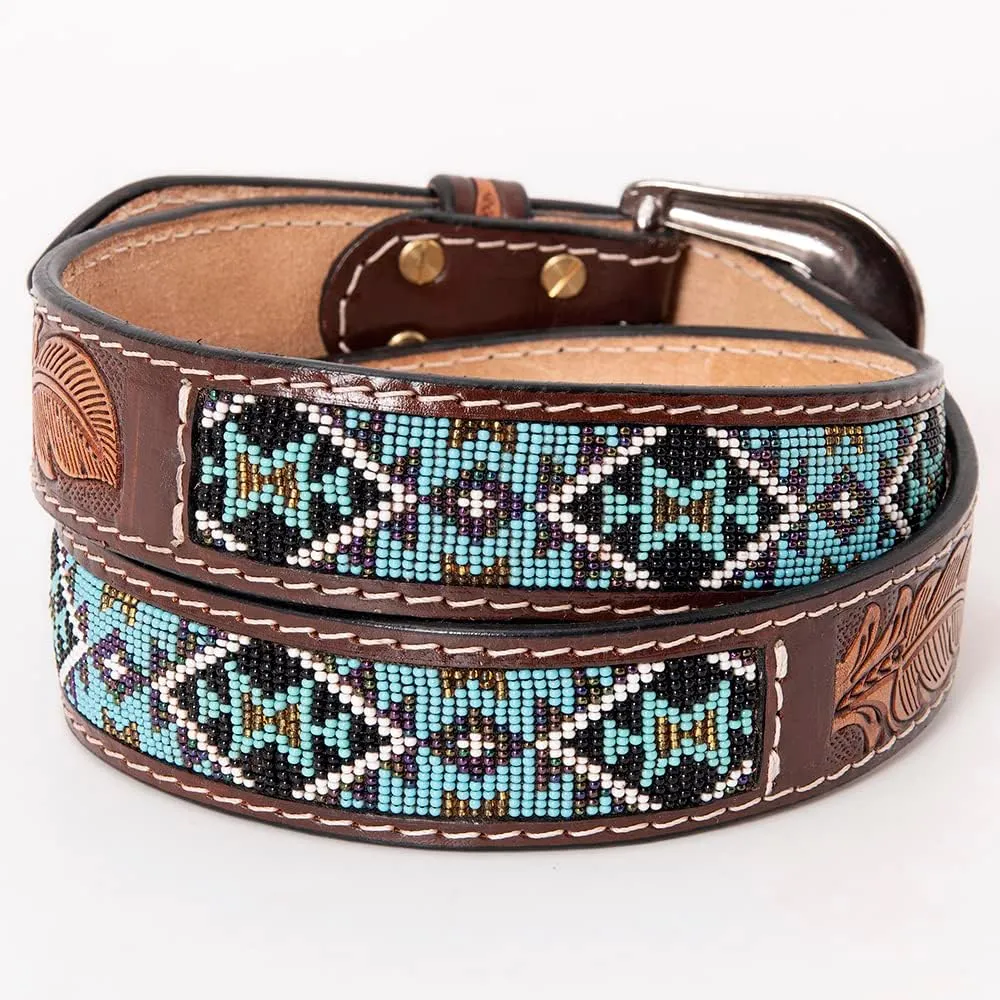 HILASON Western Genuine Leather Belt for Men Women Cowboy Cowgirl Handmade Unisex Full Grain Heavy Duty Tooled Beaded Belt