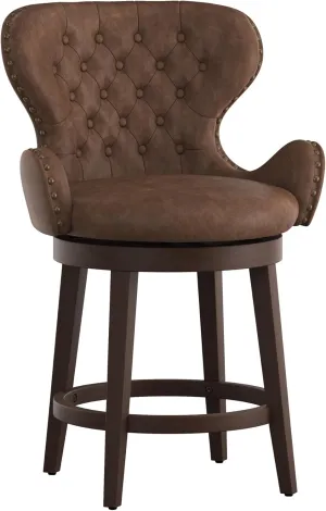 Hillsdale 41" Mid City Smoke Chocolate Upholstered Wood Swivel Barstool