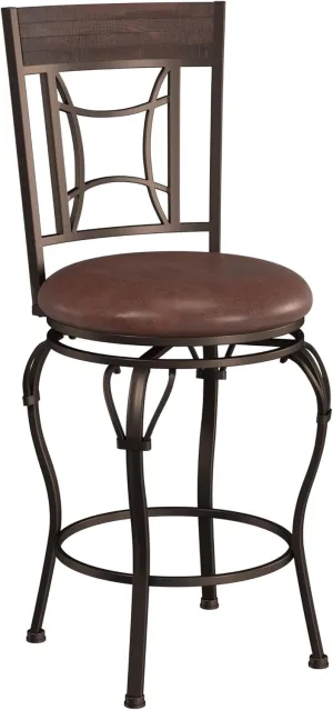 Hillsdale Granada Swivel Metal Counter Stool, 26" High, Dark Chestnut Brown