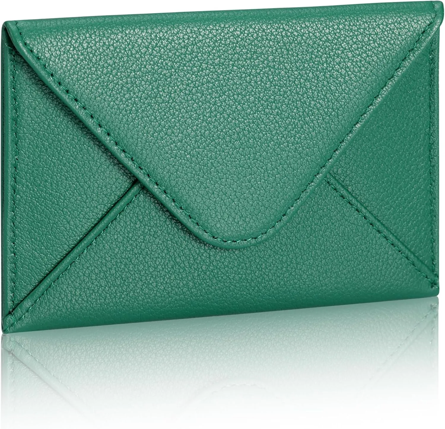 HISCOW Envelope Business Card Case with Magnet Closure - Italian Calfskin (Green)