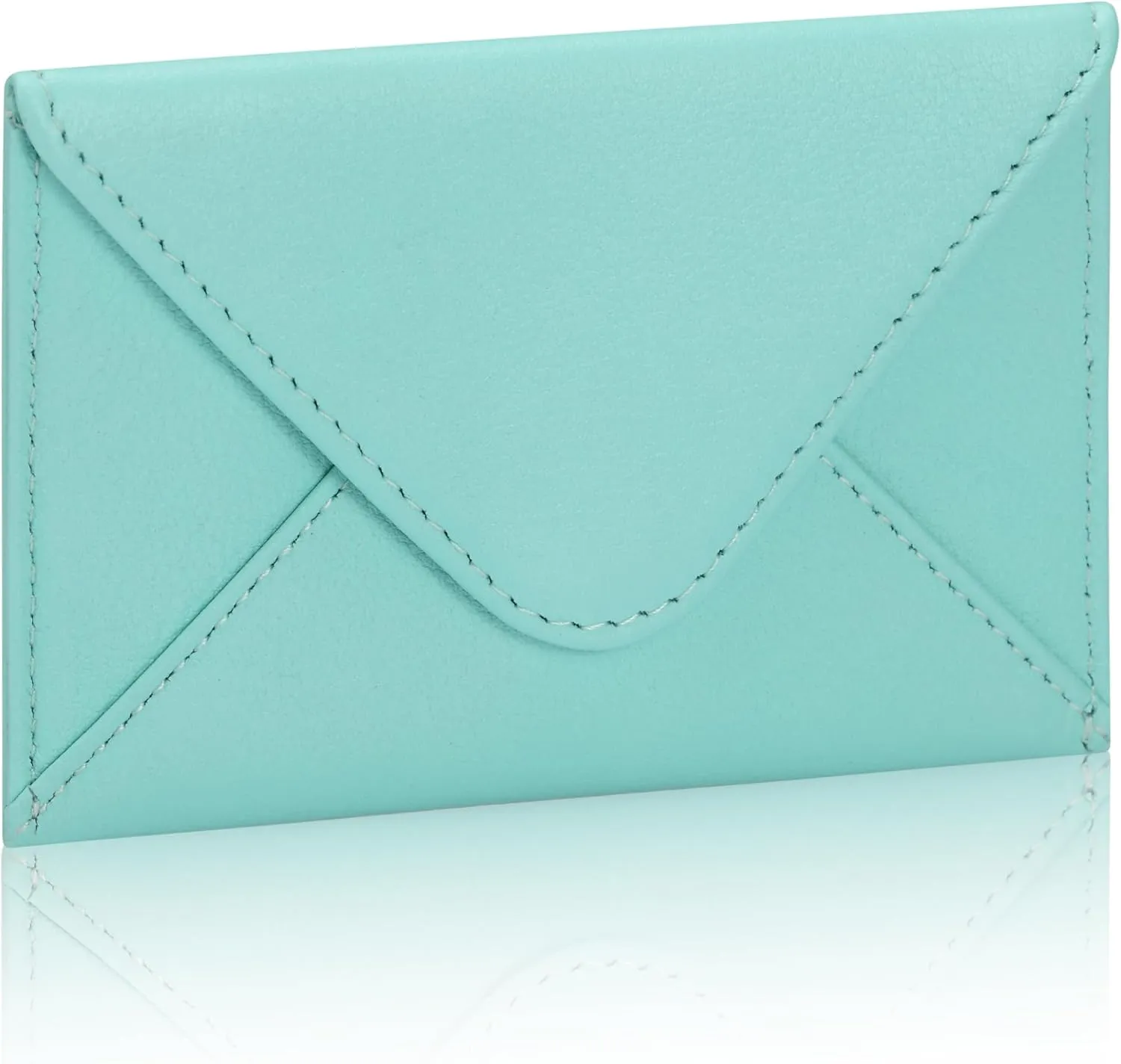 HISCOW Envelope Business Card Case with Magnet Closure - Italian Calfskin (Teal)