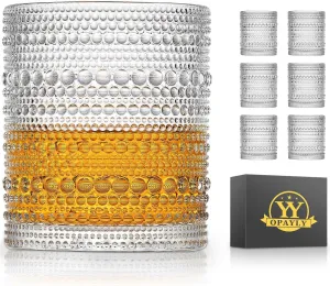hobnail Drinking Glasses Old Fashion Glass 10oZ rocks glasses Set of 6 glasses Water Juice Cocktail Vintage Glassware Set Gift for Men Women