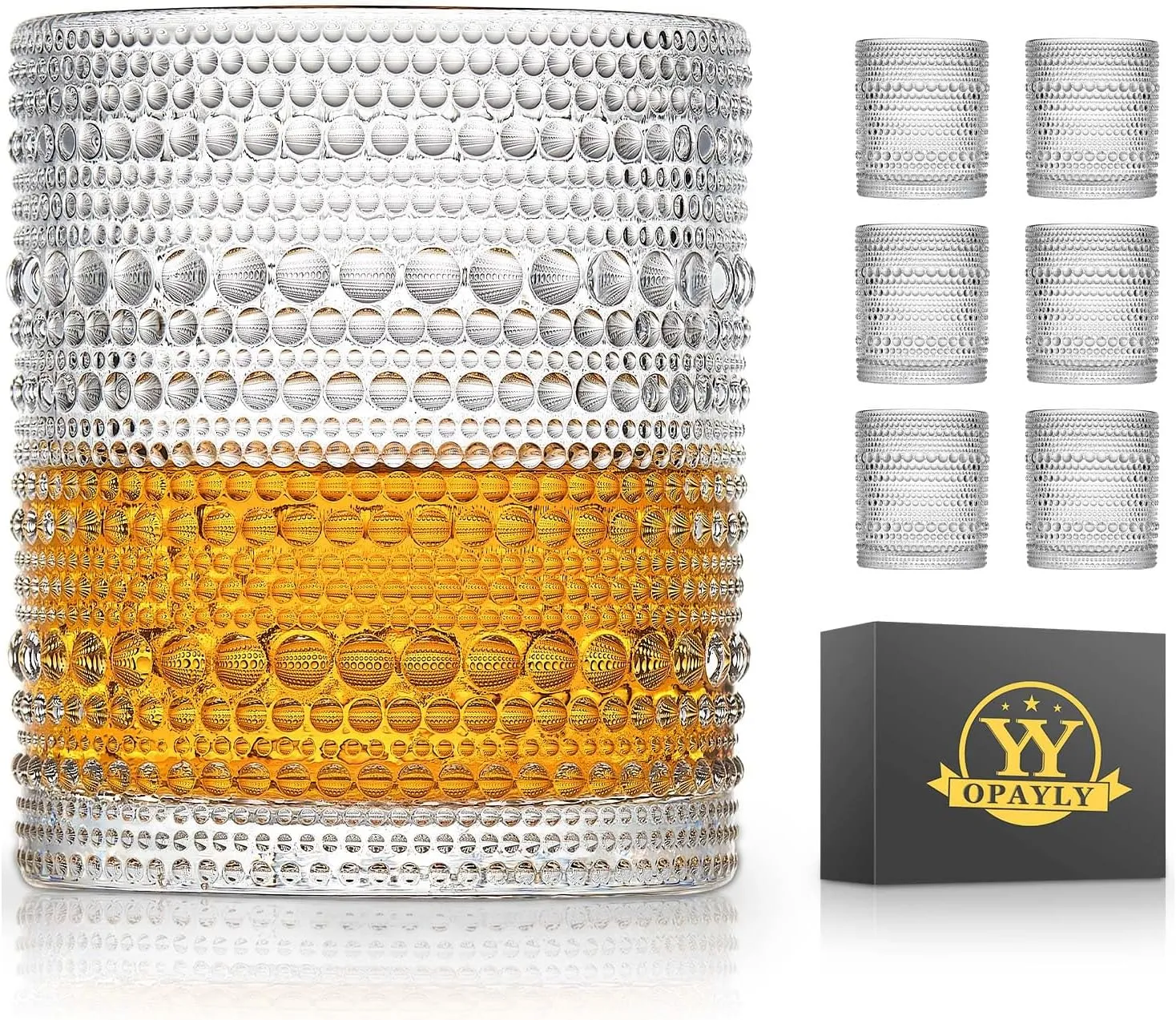 hobnail Drinking Glasses Old Fashion Glass 10oZ rocks glasses Set of 6 glasses Water Juice Cocktail Vintage Glassware Set Gift for Men Women
