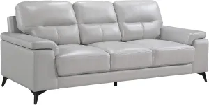 Homelegance 89" Leather Sofa, Silver Gray