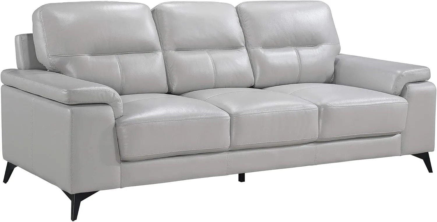 Homelegance 89" Leather Sofa, Silver Gray