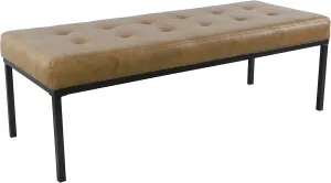 HomePop Tufted Metal Bench - Light Brown Vegan Leather