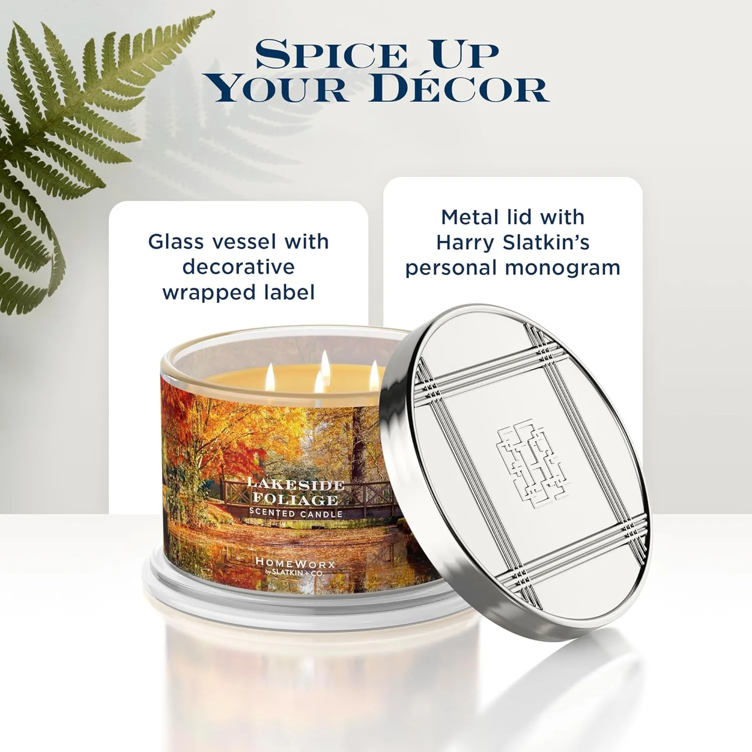 HomeWorx by Slatkin & Co Premium Scented 4-Wick Candle, Lakeside Foliage - 18 oz - Long-Lasting Jar Candle, 30-55 Hours Burn Time - Notes of Lakeside Air, Golden Birch Bark, Wild Sage Flower & Cedar