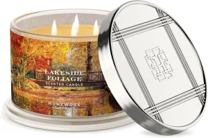 HomeWorx by Slatkin & Co Premium Scented 4-Wick Candle, Lakeside Foliage - 18 oz - Long-Lasting Jar Candle, 30-55 Hours Burn Time - Notes of Lakeside Air, Golden Birch Bark, Wild Sage Flower & Cedar