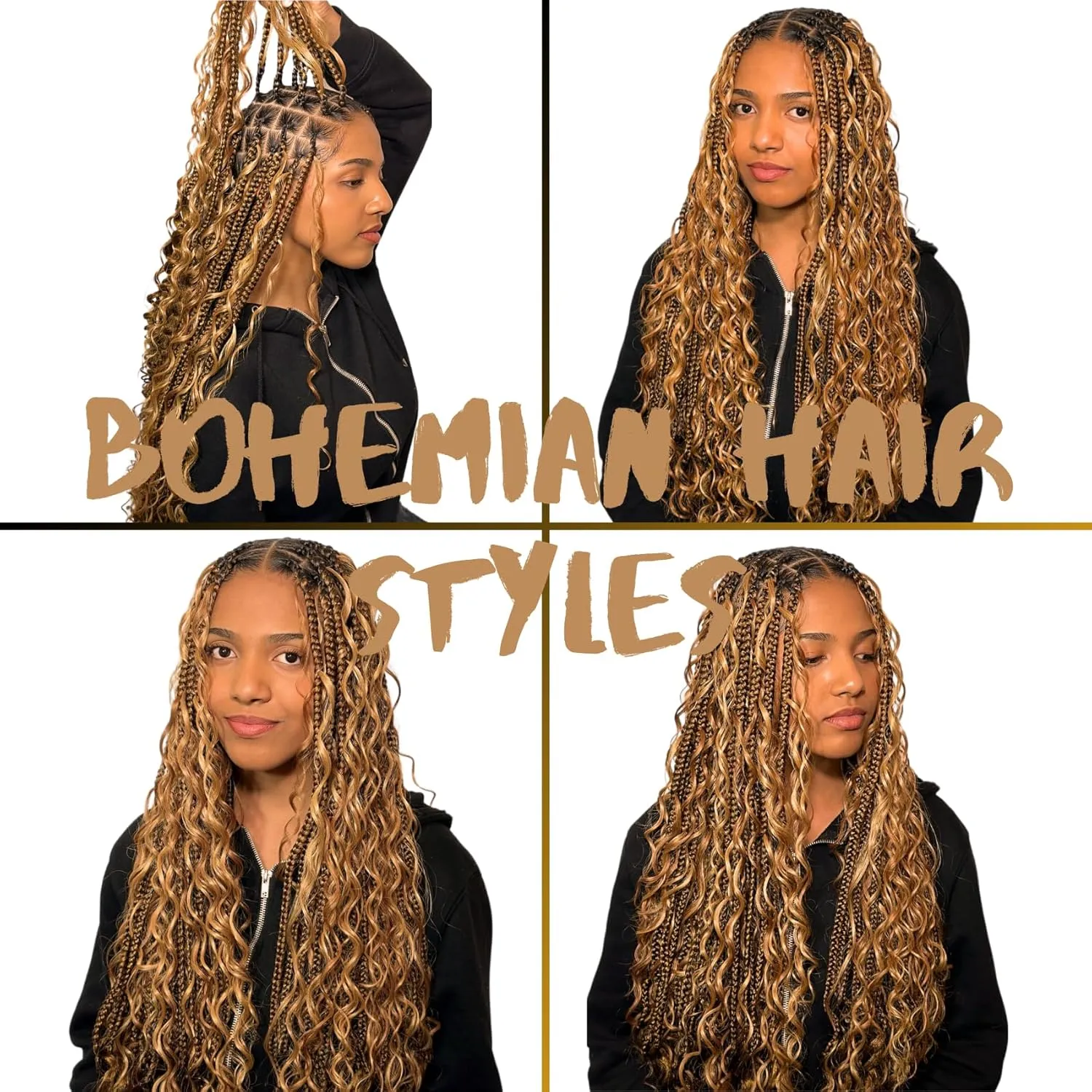 Honey Brown Braiding Hair Pre stretched Boho Hair for Braiding Prestretched Hypoallergenic Ez Braid Curly Deep Wave Crochet Braids